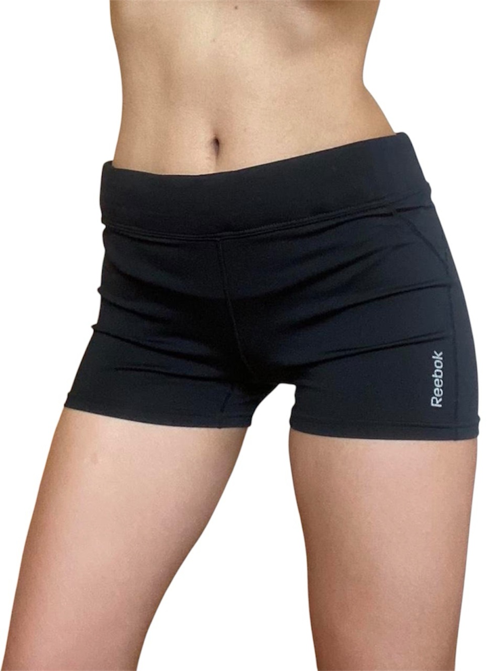 Reebok Solid Black Performance Training Athletic Spandex Short Shorts